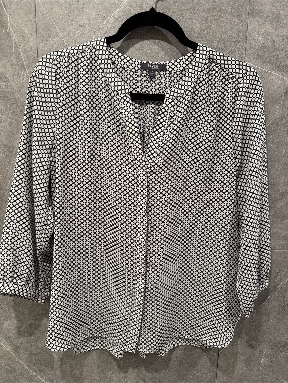 NYDJ White Blouse with Black Print